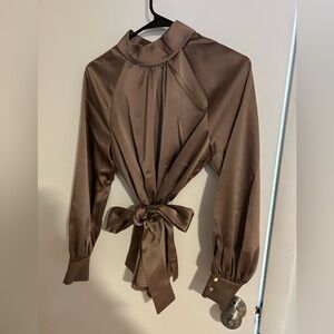 Phase Eight Brown Tie-Front Women's Blouse